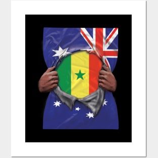 Senegal Flag Australian Flag Ripped Open - Gift for Senegalese From Senegal Posters and Art